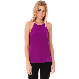 Tibi Silk Halter Neck Cami Tank in Boysenberry Size 2